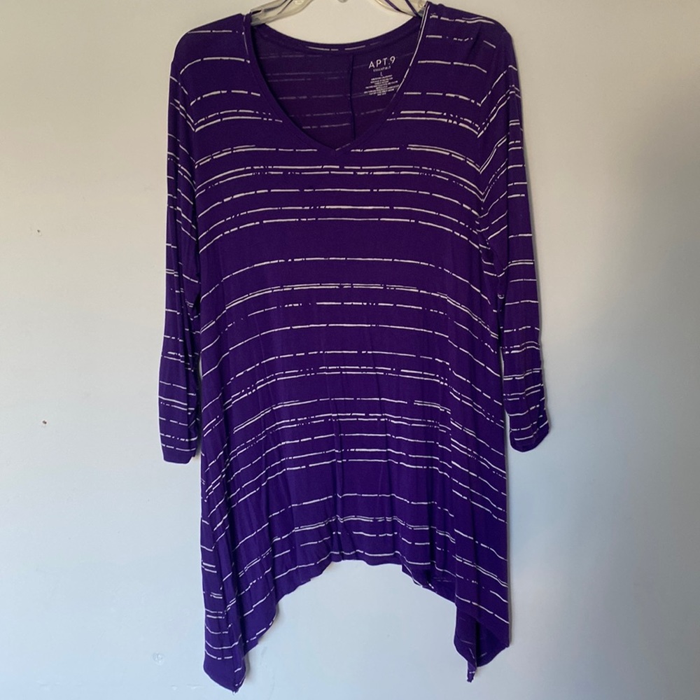 Apt 9 Purple Tunic With White Stripes - Size Large